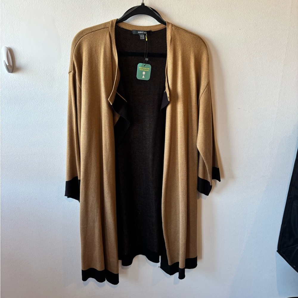 August Silk brown and black cardigan size medium